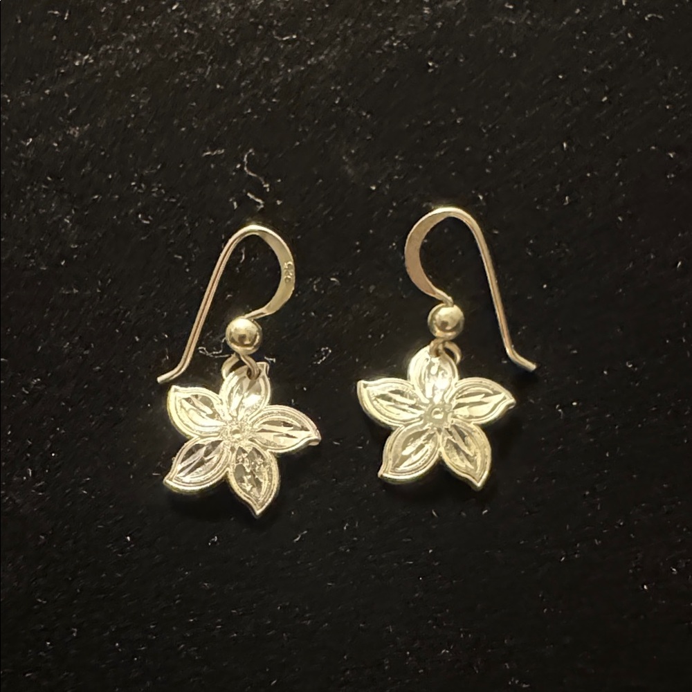Silver Floral Hook/Flower Earrings